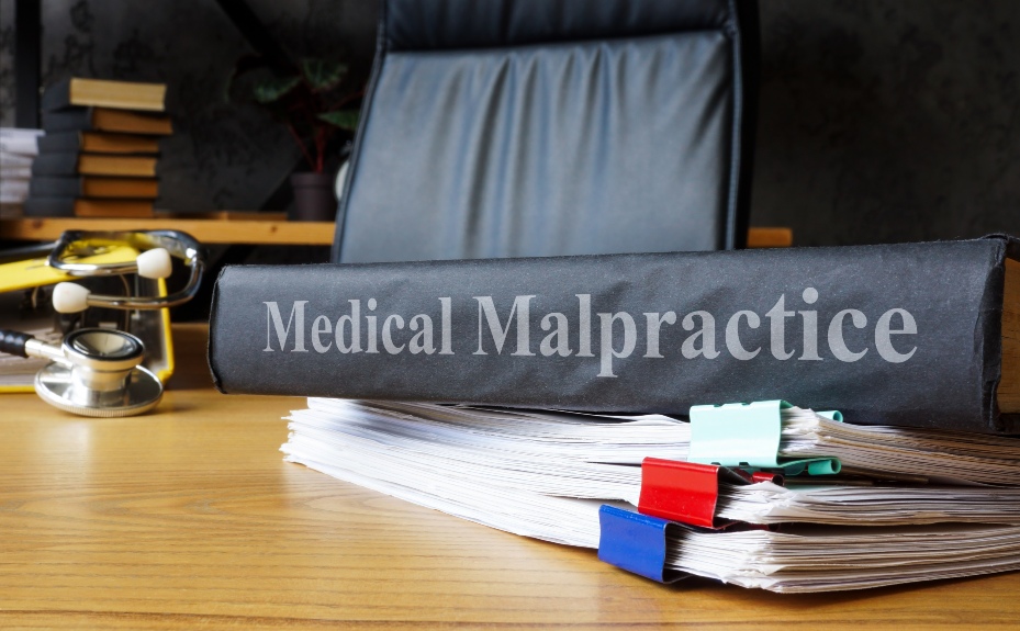 Medical malpractice documents on the table