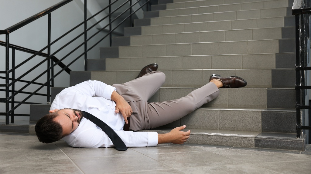 man after slip and fall accident