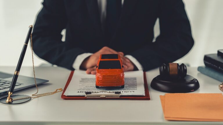 Toy car on the lawyer's table